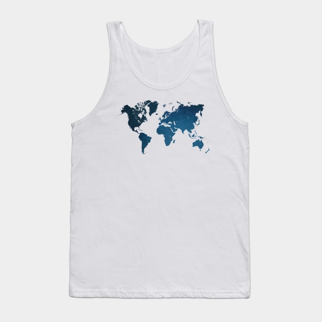 world map blue #map #worldmap Tank Top by JBJart